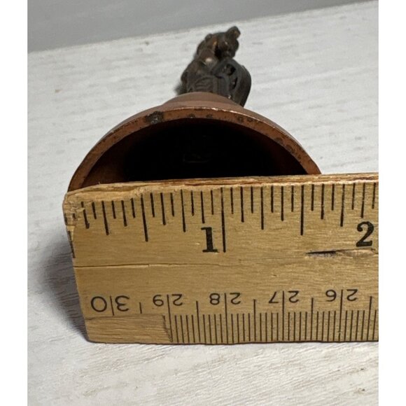 Vintage Wyoming Souvenir Copper Bell With Cowboy & Bucking Horse Horseshoe - Picture 6 of 7